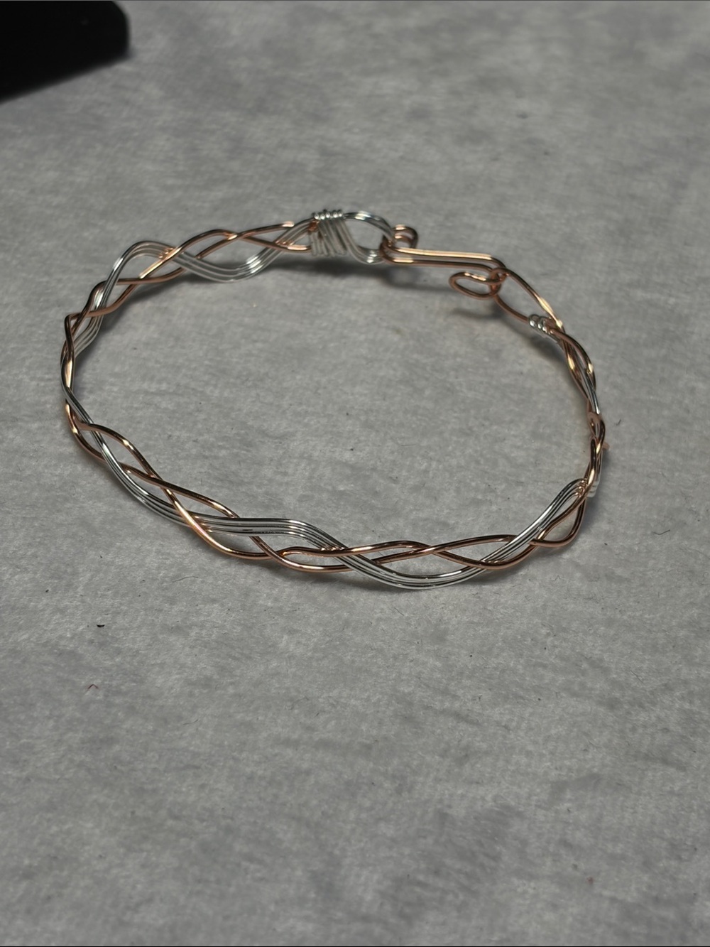 Handcrafted Rose Gold & Silver Twisted Wire Bracelet